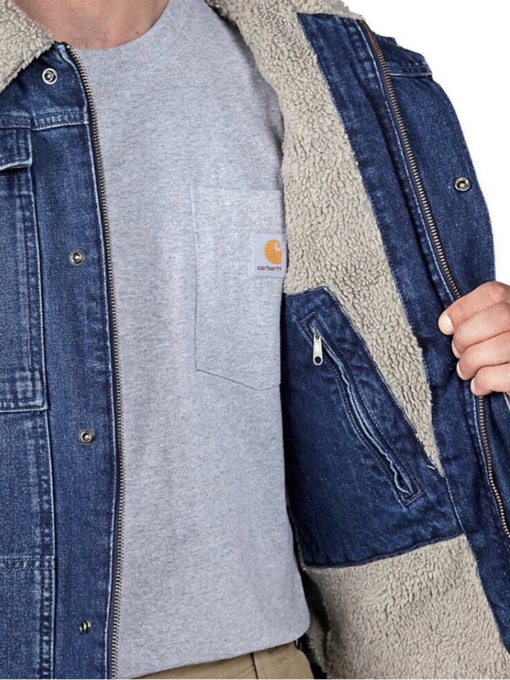 Carhartt Blue Denim Sherpa-Lined Jacket - Picture 3 of 9